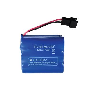 Tivoli Audio Battery Pack in blue wrap with red, white, and black wires and a black connector.