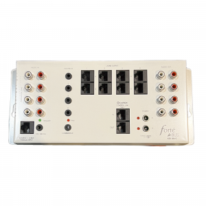 Forté ABUS ABX-86V2 audio distribution panel with four zone outputs and RCA inputs