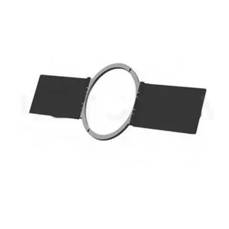 Cabasse In-Wall Mounting Bracket For Archipel 17/13 Circular metal ring with two black rectangular panels on each side.