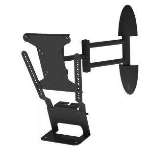 Flexson Cantilever Bracket for 43″ TV and Sonos BEAM, featuring a black adjustable wall mount design with dual extending arms and multiple screw holes for secure attachment to flat-screen monitors or TVs.
