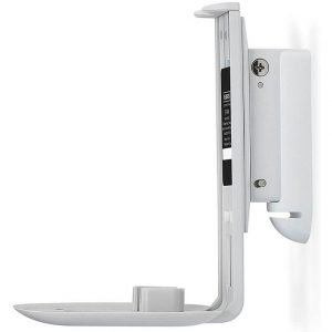 Flexson Wall Mount For Sonos One (Pair) in white, featuring an adjustable flat platform with a screw attachment, displayed in a side profile view against a plain background.