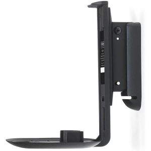 Black Flexson Wall Mount for Sonos One, shown from the side, designed to securely hold a single small electronic device or accessory.
