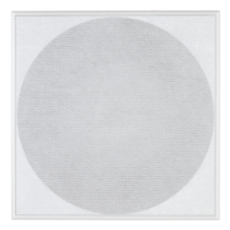 Cabasse Archipel 17 Icd (Pair) White square ceiling speaker with round perforated metal grille.