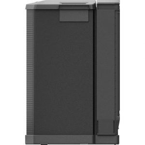 Side view of a black Bose F1 Subwoofer with a textured front panel and a rectangular opening near the top.