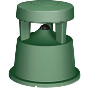 Bose FreeSpace 360P II in-ground Environmental Loudspeaker featuring a cylindrical body, wide base, and protective top cover in green—engineered for outdoor landscape or garden installation.