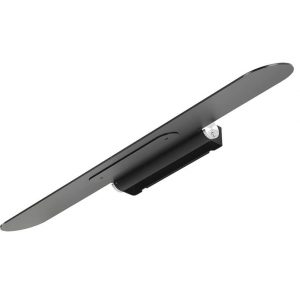 A black, rectangular Flexson Wall Bracket for BEAM (Adjustable) with rounded edges and an attached mounting bracket is shown against a white background.