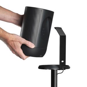 Flexson Floor Stand for Sonos MOVE – Single speaker stand in sleek black finish, designed for optimal speaker height and cable management