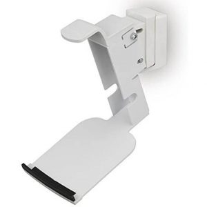 Flexson Wall Bracket for Sonos PLAY:5—a white wall-mounted bracket featuring a flat platform with a raised edge, designed to securely hold the Sonos PLAY:5 speaker or similar electronic accessory.