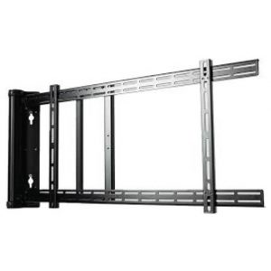 The People of Lava MMotion Motorised Flip is a black metal wall mount bracket designed for flat-screen TVs, featuring adjustable arms and multiple slots for versatile installation.