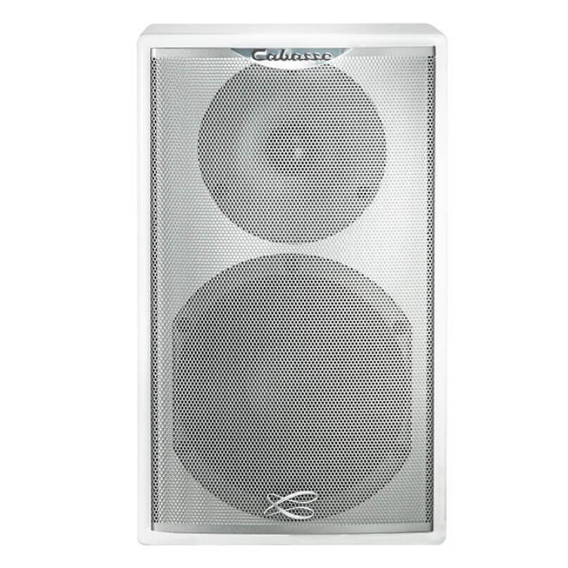 Cabasse Surf Bookshelf Speaker White two-way loudspeaker with dual circular drivers behind a perforated grille.