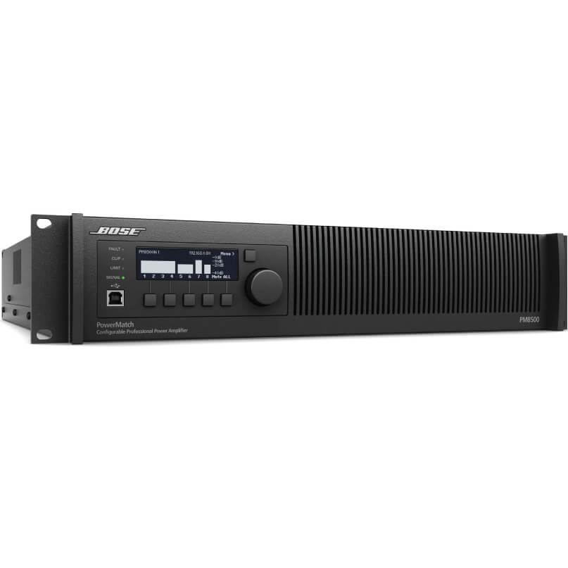 Bose Powermatch Pm8500N Professional Power Amplifier Bose powermatch pm850 rack-mountable professional power amplifier front panel with display and large volume knob