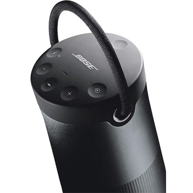 Bose Soundlink Revolve+ Bluetooth Speaker Bose portable wireless speaker with a built in handle and circular control buttons on the top