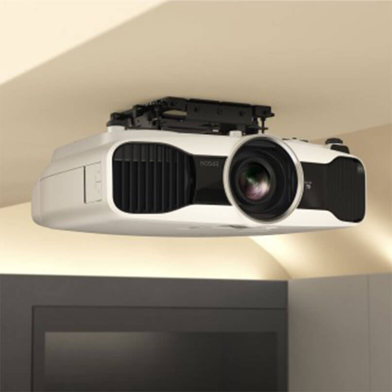 Epson Elpmb30 Low Profile Ceiling Mount Ceiling-mounted white projector with large central lens and black vented side panels.