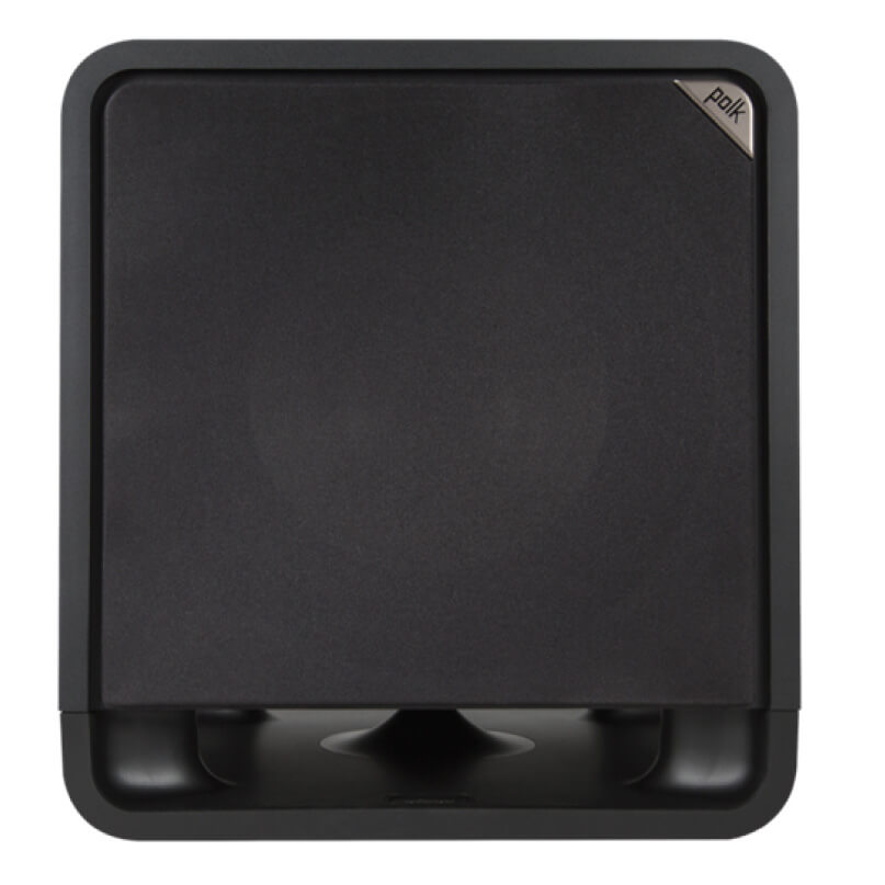 Polk Audio Hts 12 Polk audio square black subwoofer with rounded edges and top-right brand badge.