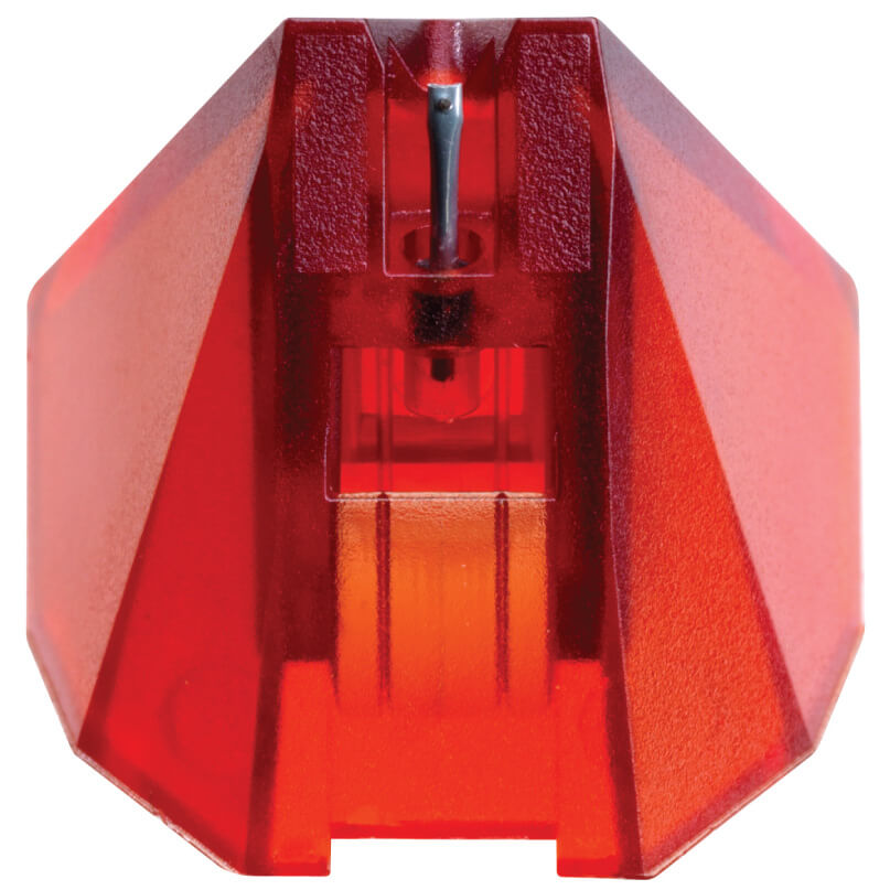 Ortofon Stylus 2M Red Replacement Stylus Red translucent handheld pencil sharpener with a metal cutting blade visible inside.
