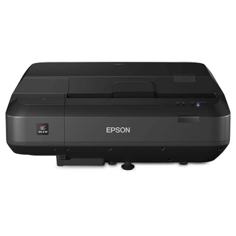Epson Eh-Ls100 Installation Multimedia Projectors Epson black compact printer with front logo, top lid, and side paper tray.