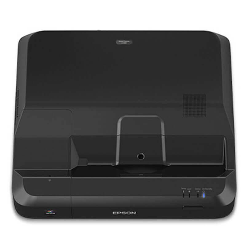Epson Eh-Ls100 Installation Multimedia Projectors Epson all-in-one black printer with flatbed scanner and front output tray; unknown model.