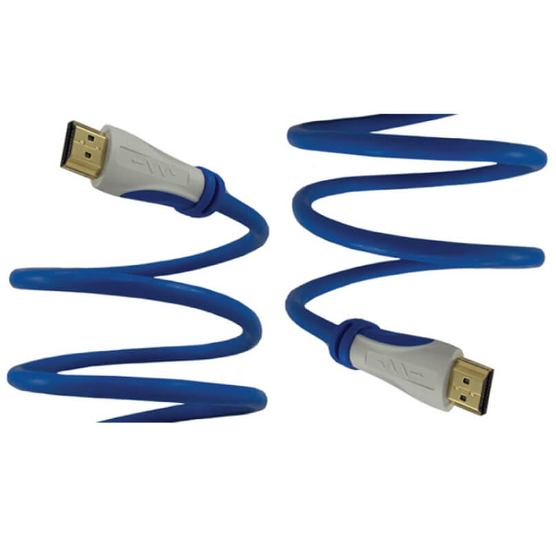 Blustream Hdmiss Static State Hdmi Cable-1M Blue coiled hdmi cable with gold-plated type a connectors
