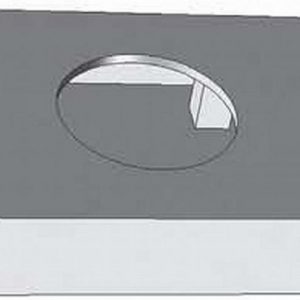 Rectangular enclosure with a circular top hole and a side knob.