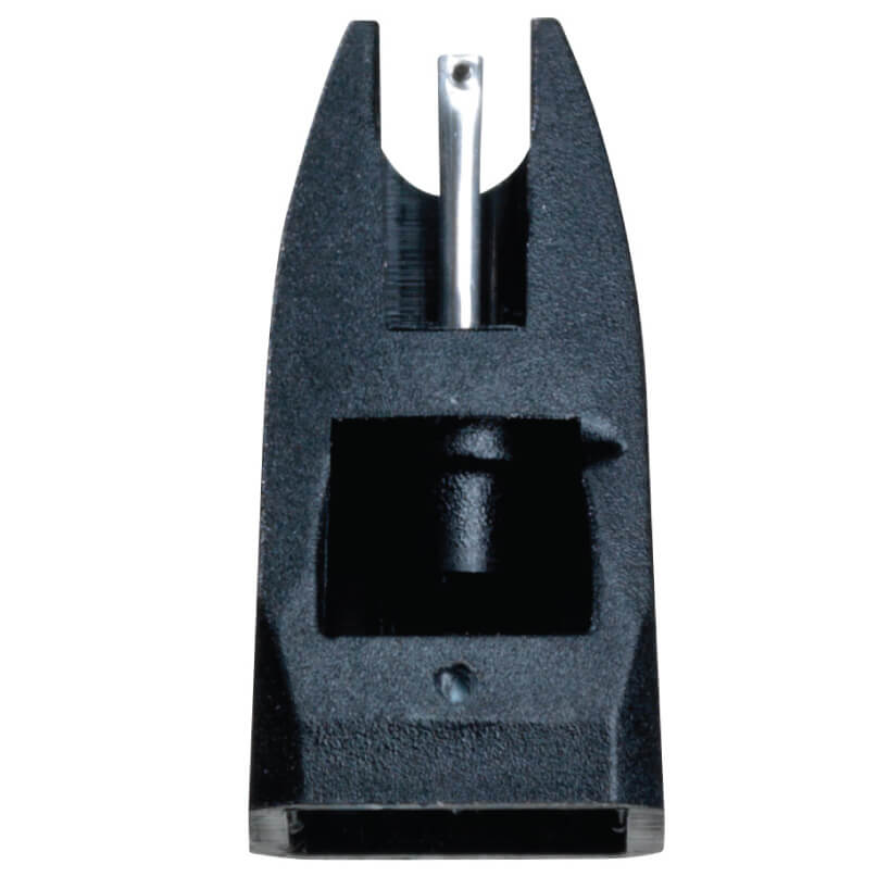 Ortofon Stylus 40 Replacement Stylus Black textured handheld tool with a u-shaped fork at the top and a slim metal blade above an open cavity