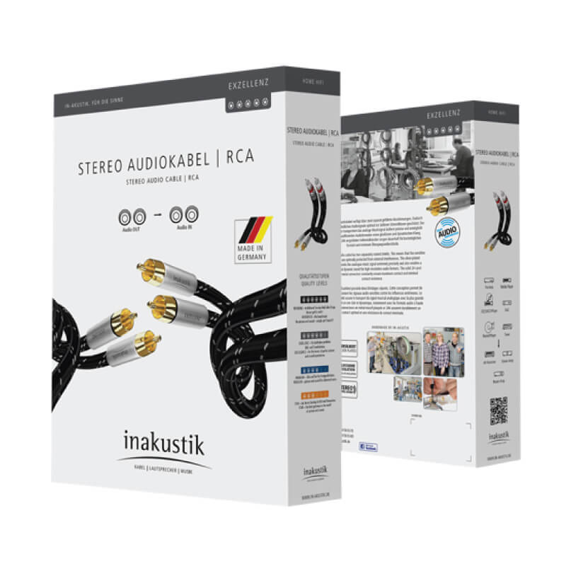 Inakustik Excellence 1.5M Rca-To-Rca Audio Cable Inakustik stereo audio kabel rca cable with gold-plated rca connectors, made in germany.