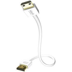 White HDMI cable with gold-plated connectors; standard HDMI A male on one end and micro HDMI male on the other.
