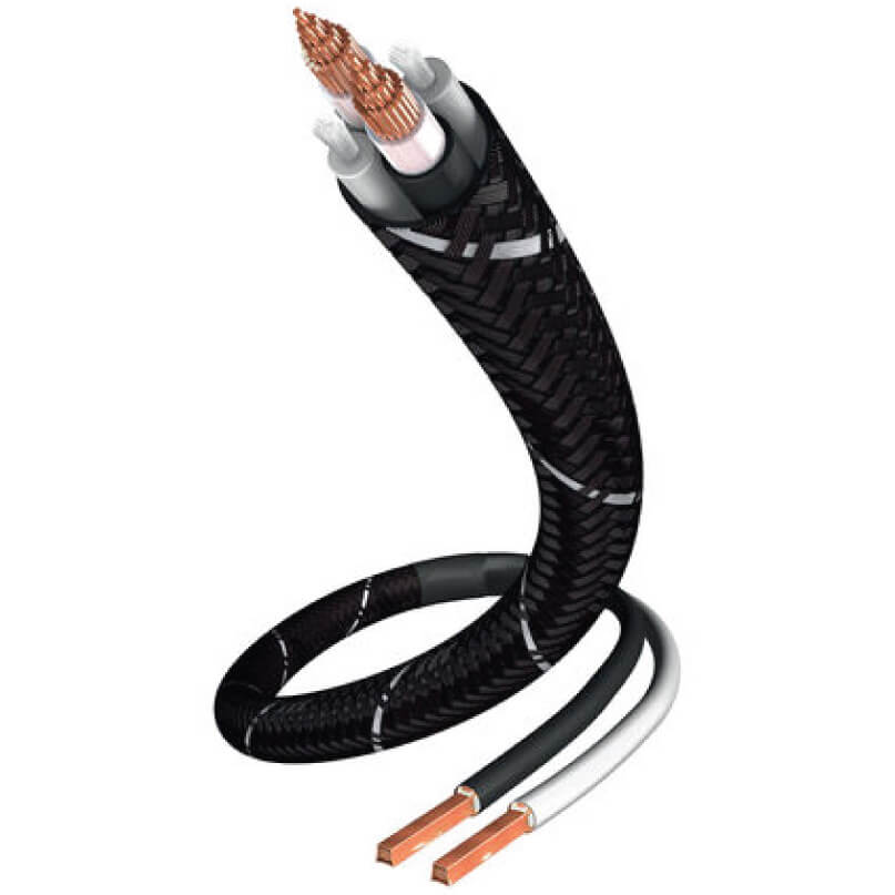 Inakustik - Ls-502 Reference 2-Strand Speaker Cable Braided black two-conductor speaker cable with exposed copper strands and copper terminations