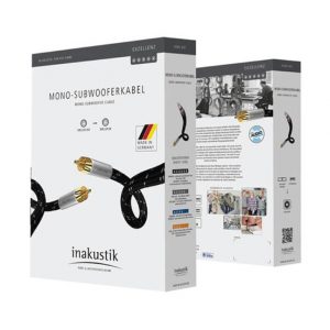 in-akustik Mono-Subwooferkabel, Exzellenz, gold-plated RCA connectors, black jacket, Made in Germany.