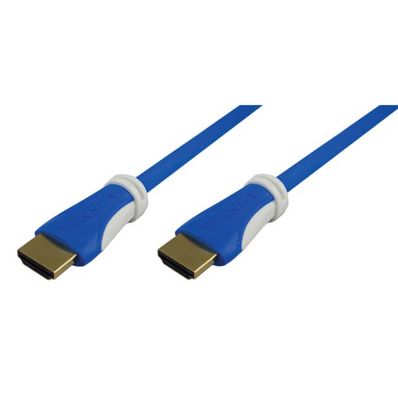 Blustream Hdmip Performance Hdmi Cable-15M Blue hdmi cable with gold-plated connectors and white molded strain-relief housings.