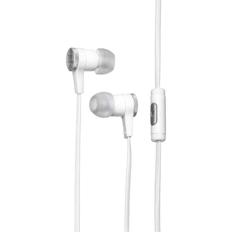 Jbl Synchros E10 In-Ear And Earbud Headphones White jbl in-ear headphones with silicone tips and inline remote with mic.