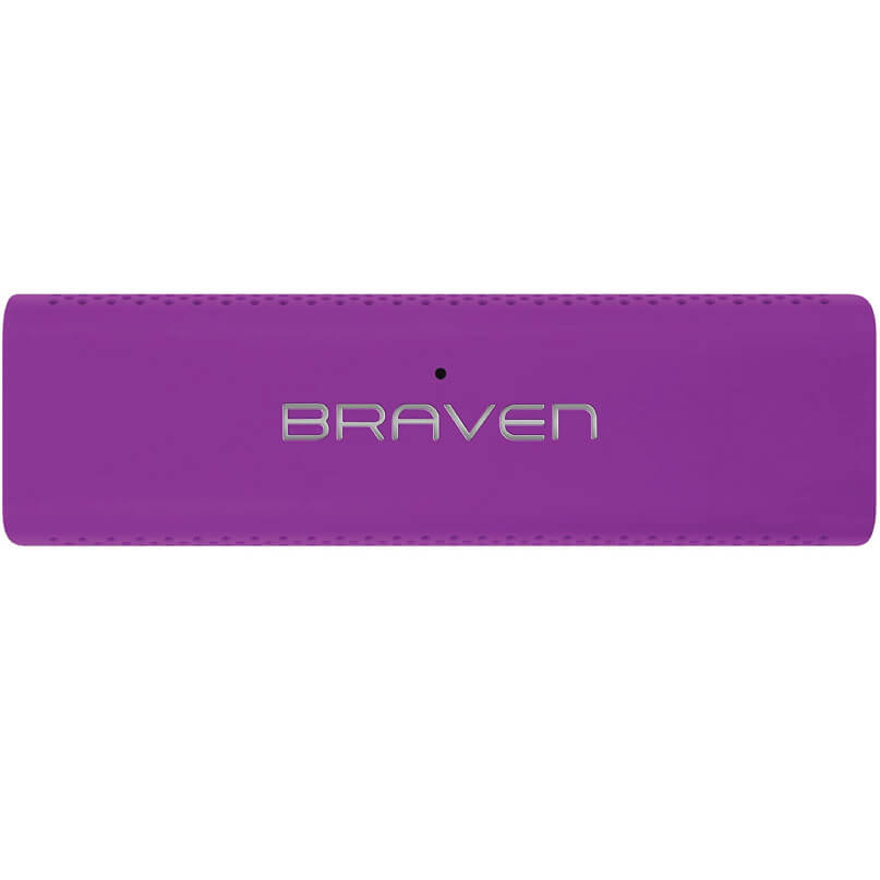 Braven 705 Portable Wireless Bluetooth Speaker Purple braven portable bluetooth speaker with rounded rectangular body and silver braven logo.