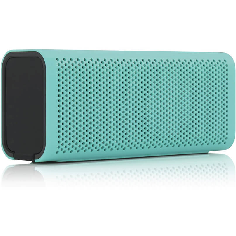 Braven 705 Portable Wireless Bluetooth Speaker Teal portable bluetooth speaker with a perforated grille and black end cap.