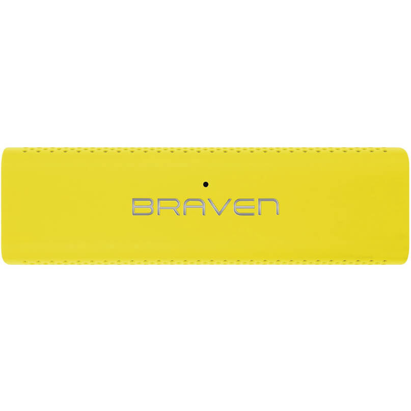 Braven 705 Portable Wireless Bluetooth Speaker Braven yellow portable bluetooth speaker with front logo.