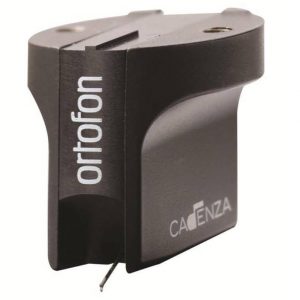 Black metal mounting clamp with vertical orfon branding and CAENZA label, small protruding pin visible.