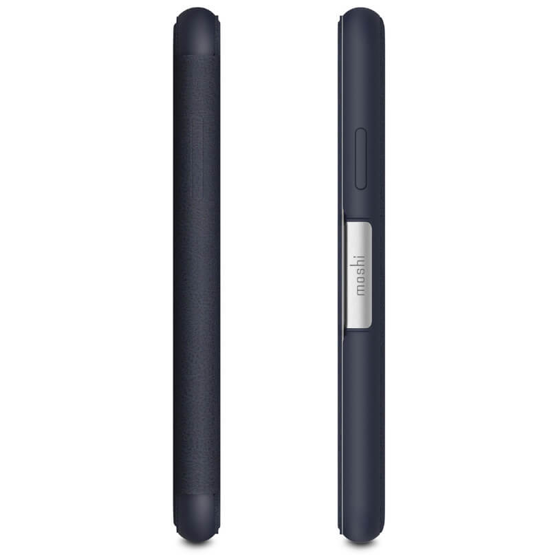 Moshi Sensecover For Iphone Xr - Blue Navy blue moshi pen-style device with textured grip and side clip featuring the moshi logo.