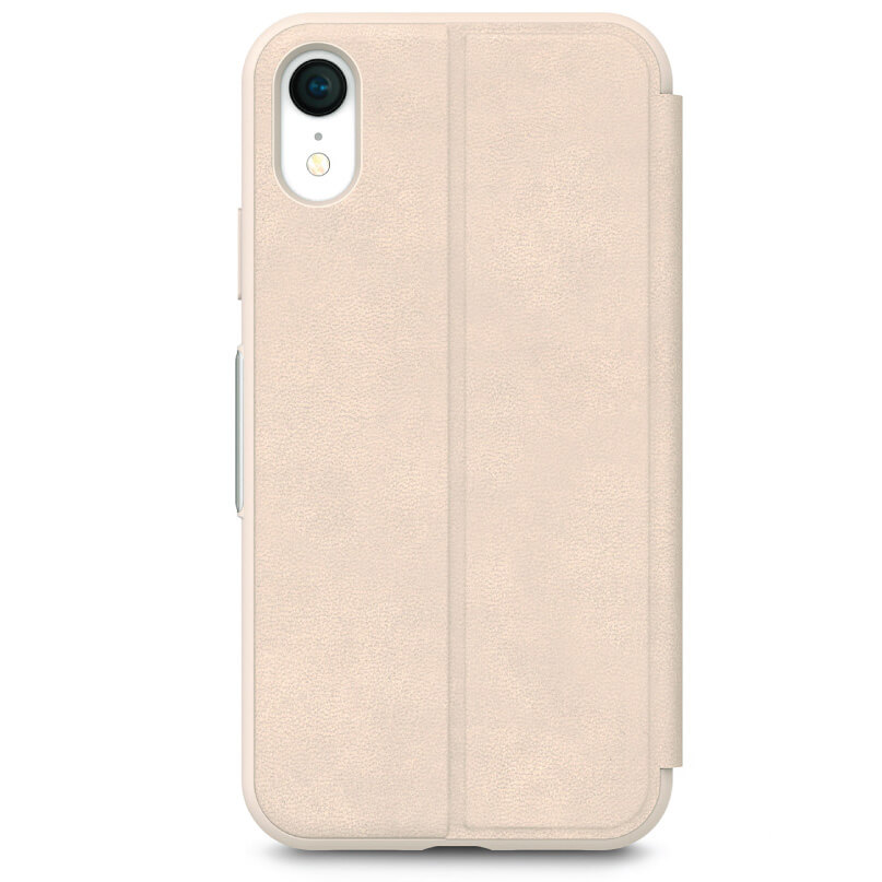 Moshi Sensecover For Iphone Xr - Blue Beige textured folio-style phone case for iphone with rear camera cutout and side button.