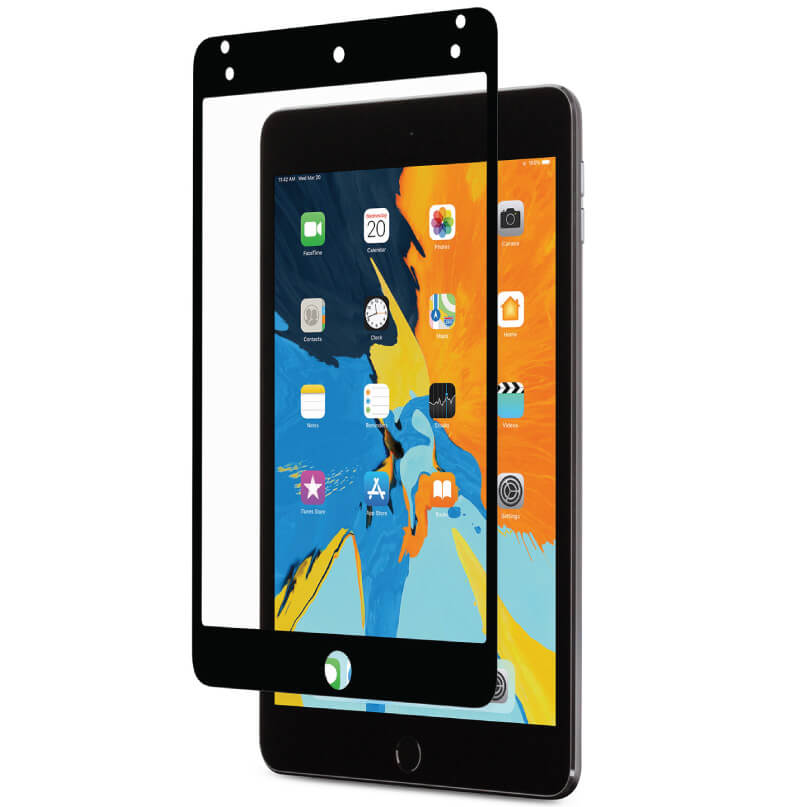 Moshi Ivisor Ag For Ipad Mini 5 - Black Apple iphone with a black screen protector alignment frame over its display.