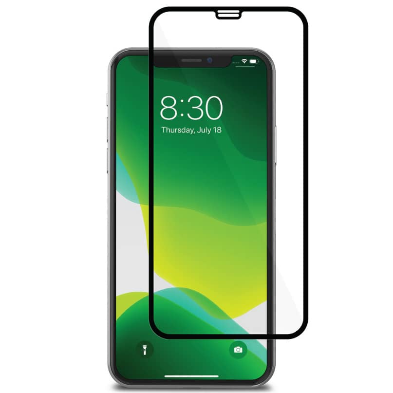 Moshi Ionglass For Iphone For 11 Pro/Xs/X Apple iphone with notch display and visible screen protector outline.
