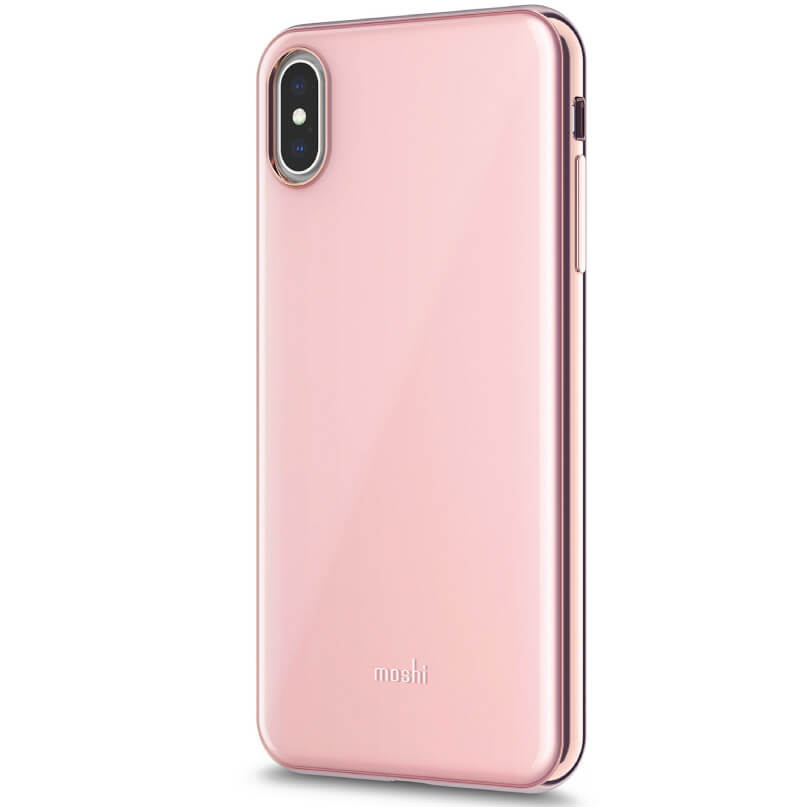 Moshi Iglaze For Iphone Xs Max Pink moshi iphone case with glossy finish and raised camera lip.