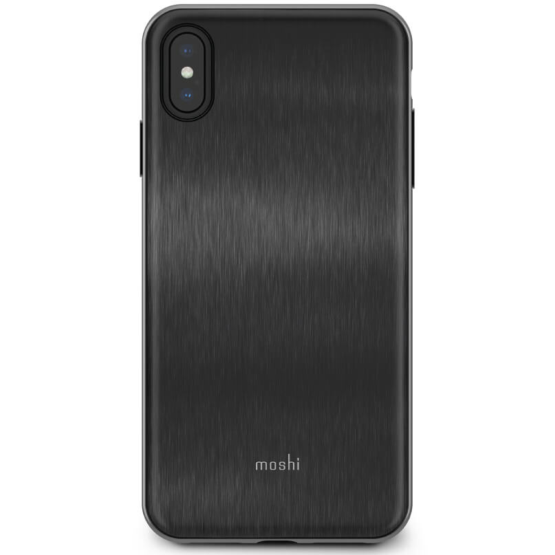 Moshi Iglaze For Iphone Xs Max Moshi iphone case with brushed metal black back and vertical dual camera cutout.