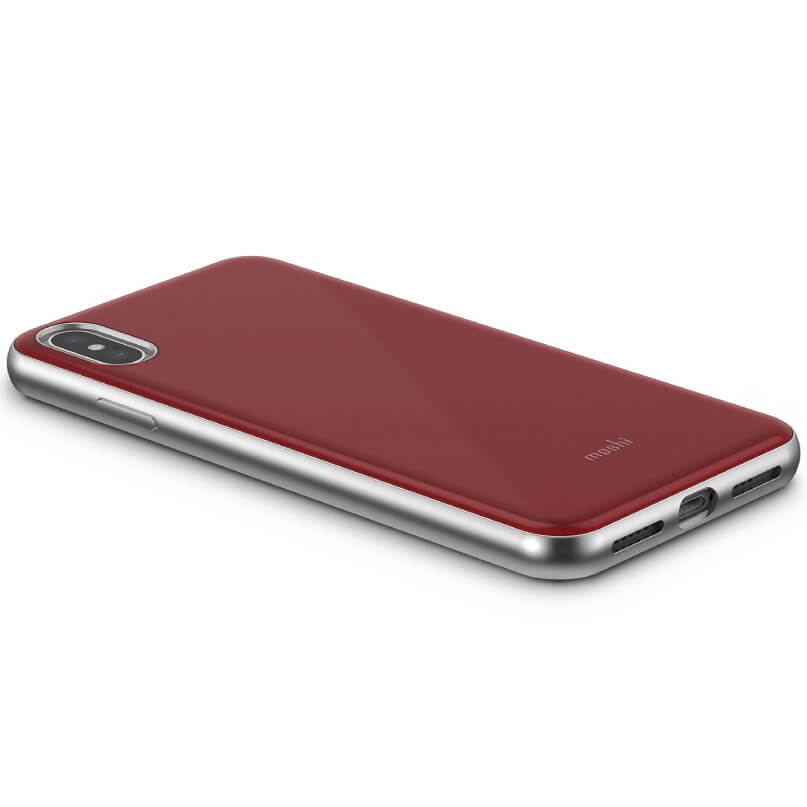 Moshi Iglaze For Iphone Xs Max Apple iphone x/xs in product red with a red back, silver frame, and dual rear cameras.
