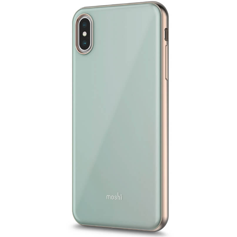 Moshi Iglaze For Iphone Xs Max Moshi iphone x/xs protective case in teal with a rose-gold bumper.