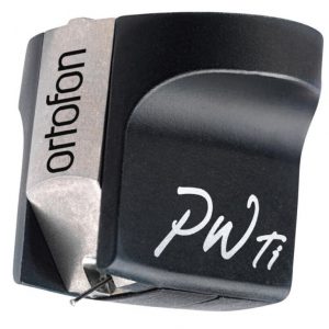 Ortofon phono cartridge with black housing and silver mounting, model PW Ti