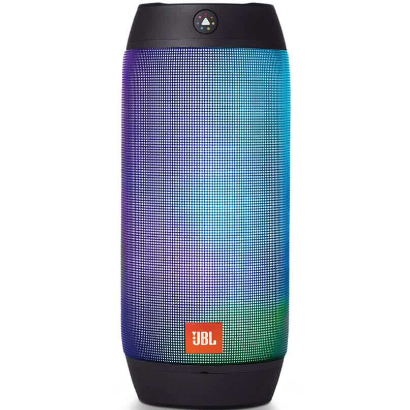 Jbl Pulse 2 Ipod And Iphone Speaker System Jbl pulse portable bluetooth speaker with rainbow led grid and orange jbl logo.