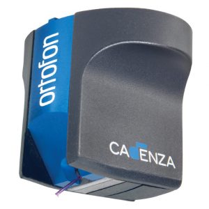 Ortofon Cadenza phono cartridge with blue body and dark gray shell.