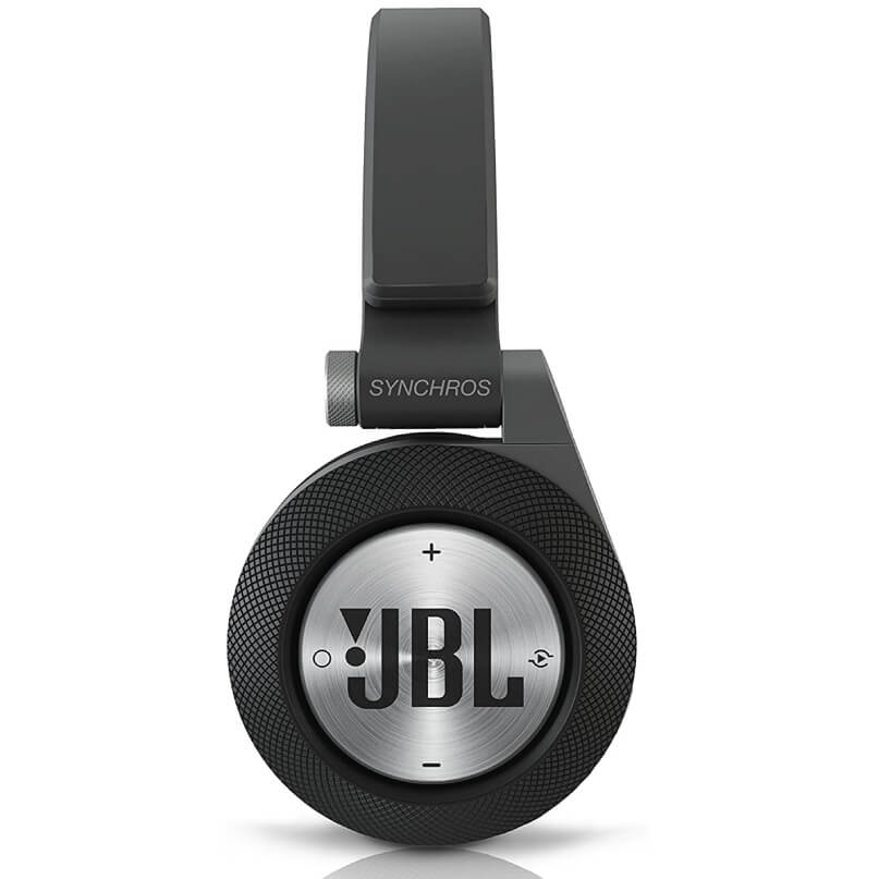 Jbl Synchros E40Bt In-Ear And Earbud Headphones Jbl synchros over-ear headphones with textured black ear cups and silver metal jbl logo plate.
