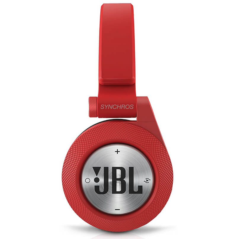 Jbl Synchros E40Bt In-Ear And Earbud Headphones Red jbl syncros over-ear headphones with textured knurled ring and silver jbl emblem on ear cups.