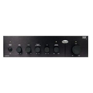 Klipsch KA-1000-THX front-panel power amplifier with multiple knobs and THX logo.