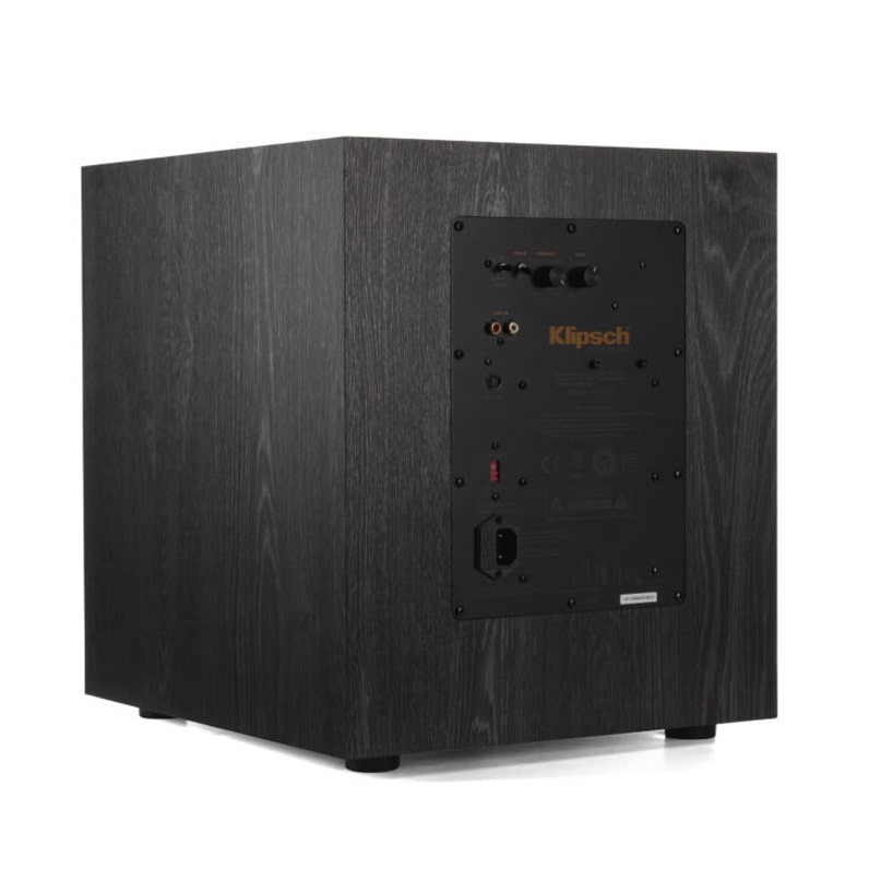 Klipsch Spl-100 Subwoofer Klipsch powered subwoofer with black wood-grain cabinet and rear control panel