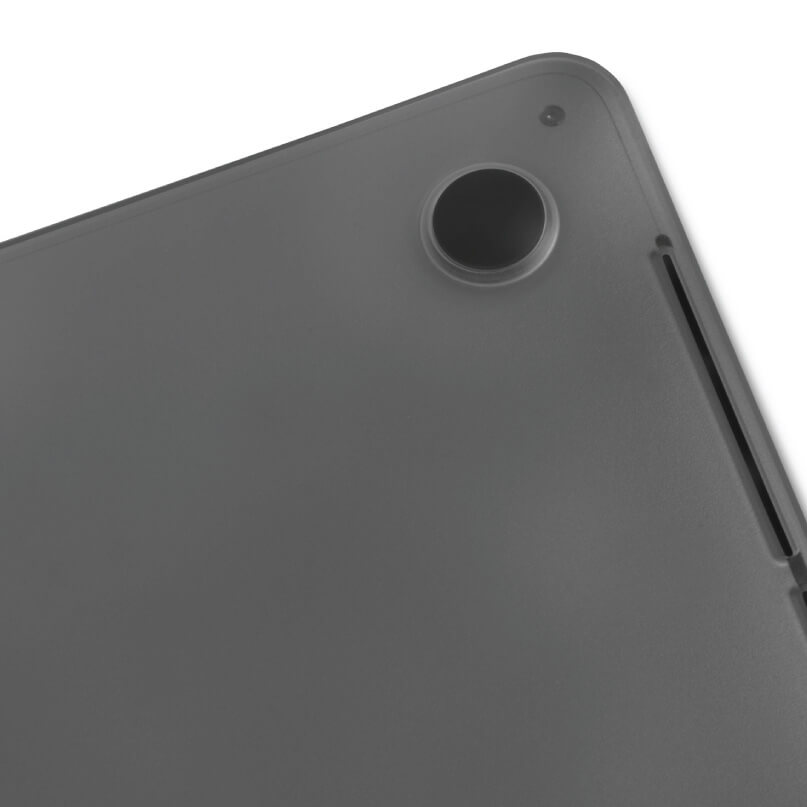 Moshi Iglaze For Macbook Pro 15&Quot; (Thunderbolt 3/Usb-C) Back corner of a gray tablet with round camera lens and slim edge slot.
